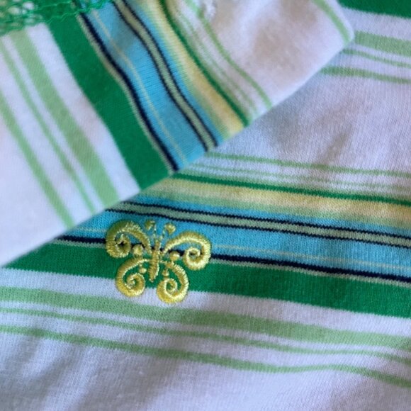 VTG Y2K Energie green striped polo top preppy Sz XL Mallcore Bratz Avril Lavigne - Picture 7 of 10